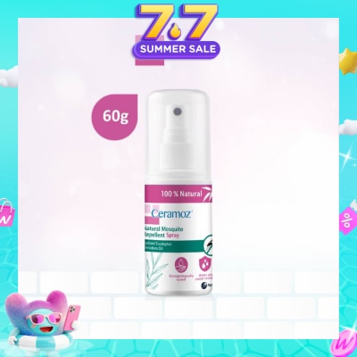 CERADAN - CERAMOZ Natural Mosquito Repellent Spray (Cyclized Eucalyptus, Citriodora Oil, Dermatologically Tested, Sweat Resistant) 60ml