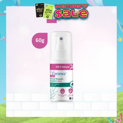 CERADAN - CERAMOZ Natural Mosquito Repellent Spray (Cyclized Eucalyptus, Citriodora Oil, Dermatologically Tested, Sweat Resistant) 60ml