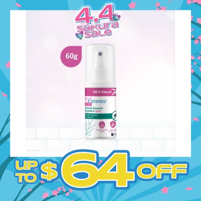 CERADAN - CERAMOZ Natural Mosquito Repellent Spray (Cyclized Eucalyptus, Citriodora Oil, Dermatologically Tested, Sweat Resistant) 60ml