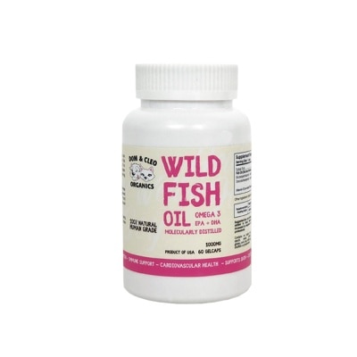 DOM & CLEO ORGANICS - Wild Fish Oil 1000mg Gel Capsule Supplement for Dog & Cat 60s