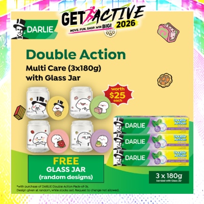 DARLIE - Double Action Multi Care 180g x 3s + Quby Glass Jar (Design Packed Random) 1s image