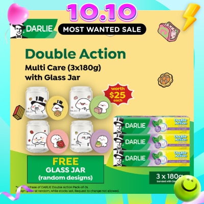DARLIE Double Action Multi Care 180g x 3s + Quby Glass Jar (Design Packed Random) 1s image