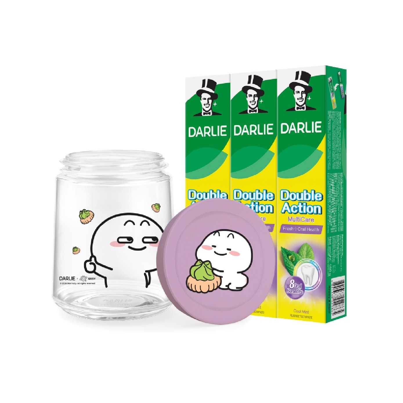 Double Action Multi Care 180g x 3s + Quby Glass Jar (Design Packed Random) 1s