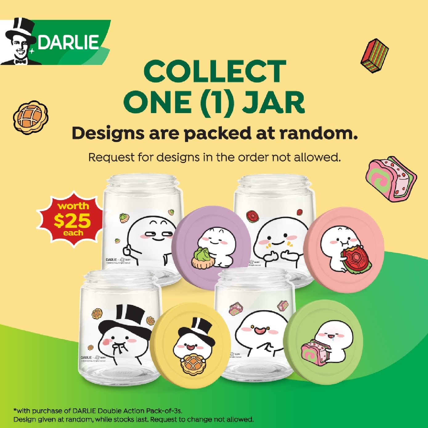 Double Action Fresh Protect 2-In-1 160g x 3s + Quby Glass Jar (Design Packed Random) 1s