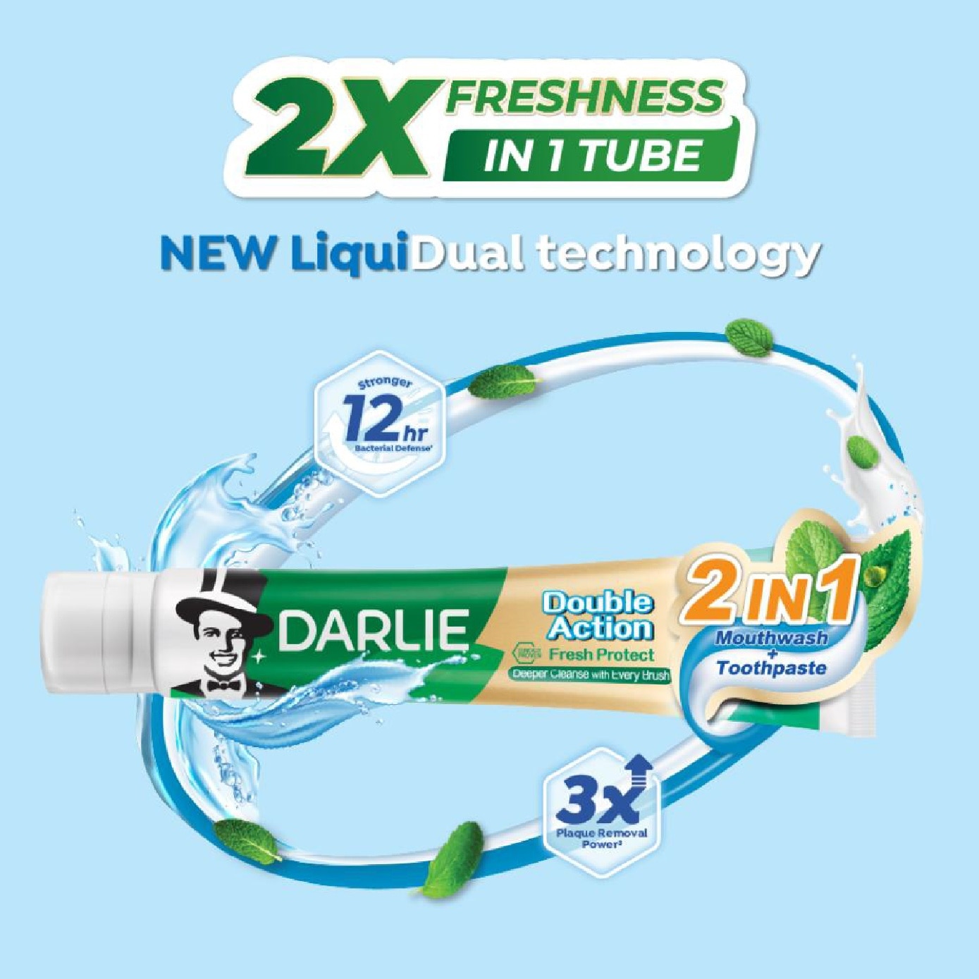 Double Action Fresh Protect 2-In-1 160g x 3s + Quby Glass Jar (Design Packed Random) 1s