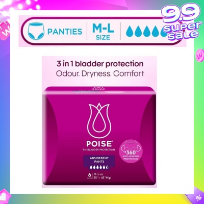 POISE Pants M To L (Discreet Protection For Light Bladder Leakage) 6s