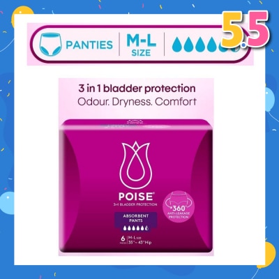 POISE Pants M To L (Discreet Protection For Light Bladder Leakage) 6s