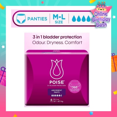 POISE Pants M To L (Discreet Protection For Light Bladder Leakage) 6s