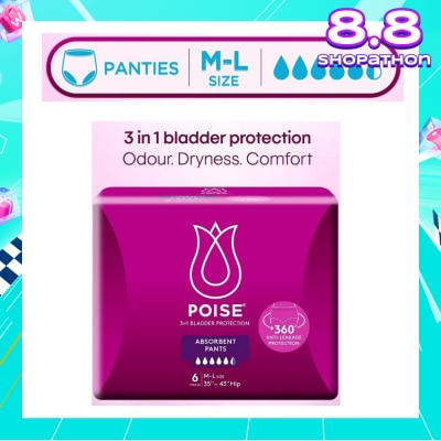 POISE Pants M To L (Discreet Protection For Light Bladder Leakage) 6s