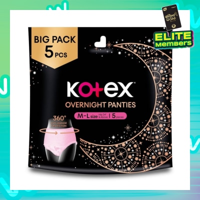KOTEX Overnight Panties Sleepwell Size M To L (Now In Upsized Pack With 360 Anti Leakage Protection Gives You Safe And Comfortable Sleep) 5s