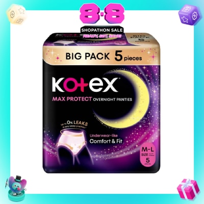 KOTEX - Max Protect Overnight Panties Size M-L 5s