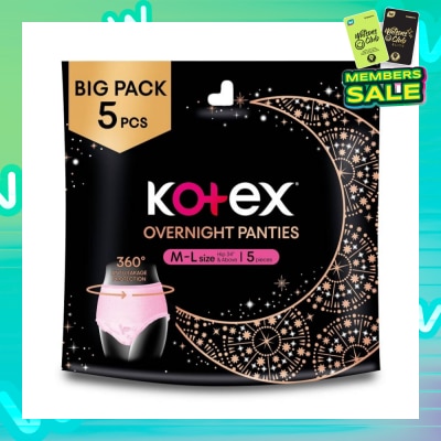 KOTEX Overnight Panties Sleepwell Size M To L (Now In Upsized Pack With 360 Anti Leakage Protection Gives You Safe And Comfortable Sleep) 5s
