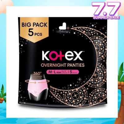 KOTEX Overnight Panties Sleepwell Size M To L (Now In Upsized Pack With 360 Anti Leakage Protection Gives You Safe And Comfortable Sleep) 5s