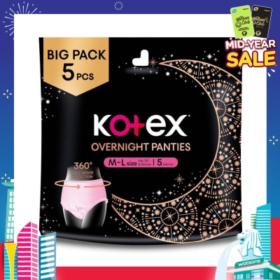 KOTEX Overnight Panties Sleepwell Size M To L (Now In Upsized Pack With 360 Anti Leakage Protection Gives You Safe And Comfortable Sleep) 5s