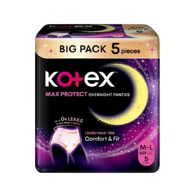 KOTEX - Max Protect Overnight Panties Size M-L 5s