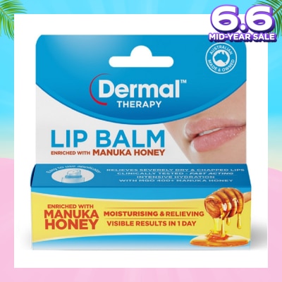 DERMAL THERAPY Lip Balm Enriched With Manuka Honey (Intensely Heal Severely Dry Lips As Well As Relieve And Moisturise And Soothe And Protect) 10g