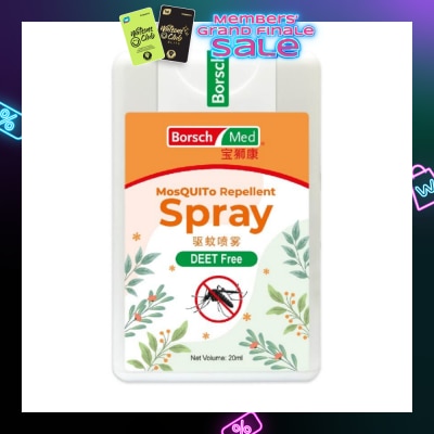 BORSCH MED Mosquito Repellent Spray (Sleek Card, Deet Free, Alcohol Free, Made With Natural Essential Oil) 20ml
