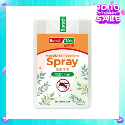 BORSCH MED Mosquito Repellent Spray (Sleek Card, Deet Free, Alcohol Free, Made With Natural Essential Oil) 20ml