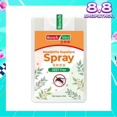 BORSCH MED Mosquito Repellent Spray (Sleek Card, Deet Free, Alcohol Free, Made With Natural Essential Oil) 20ml