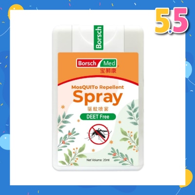 BORSCH MED Mosquito Repellent Spray (Sleek Card, Deet Free, Alcohol Free, Made With Natural Essential Oil) 20ml