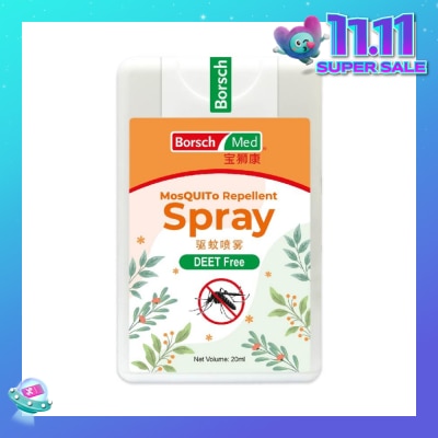 BORSCH MED Mosquito Repellent Spray (Sleek Card, Deet Free, Alcohol Free, Made With Natural Essential Oil) 20ml