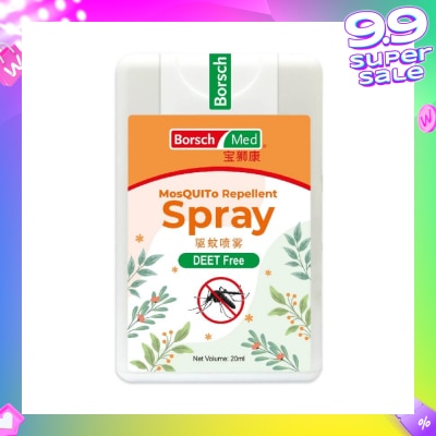BORSCH MED Mosquito Repellent Spray (Sleek Card, Deet Free, Alcohol Free, Made With Natural Essential Oil) 20ml