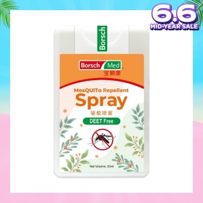 BORSCH MED Mosquito Repellent Spray (Sleek Card, Deet Free, Alcohol Free, Made With Natural Essential Oil) 20ml