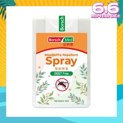 BORSCH MED Mosquito Repellent Spray (Sleek Card, Deet Free, Alcohol Free, Made With Natural Essential Oil) 20ml