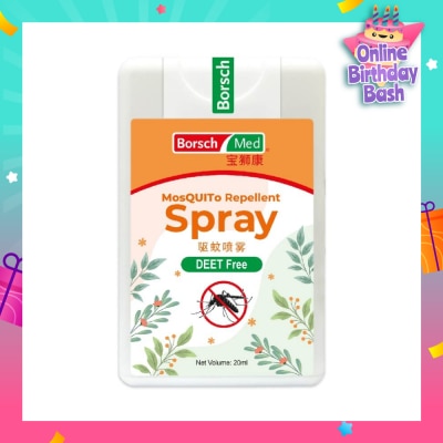 BORSCH MED Mosquito Repellent Spray (Sleek Card, Deet Free, Alcohol Free, Made With Natural Essential Oil) 20ml