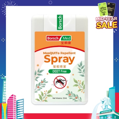 BORSCH MED Mosquito Repellent Spray (Sleek Card, Deet Free, Alcohol Free, Made With Natural Essential Oil) 20ml