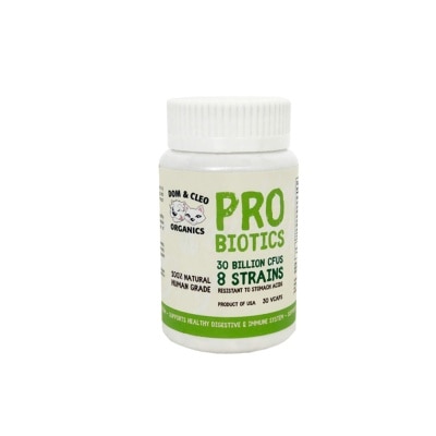 DOM & CLEO ORGANICS - Probiotics 30 Billion CFUs Vegetarian Capsule Supplement for Dog & Cat 30s