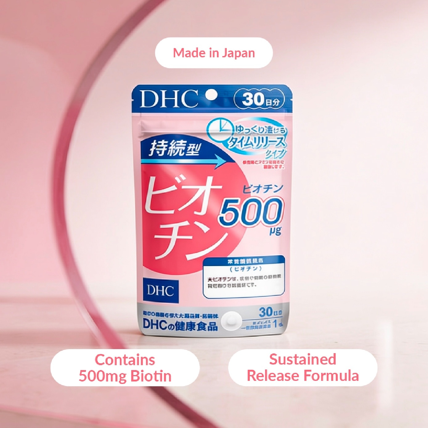 Sustained Release Biotin 500mcg 30s image