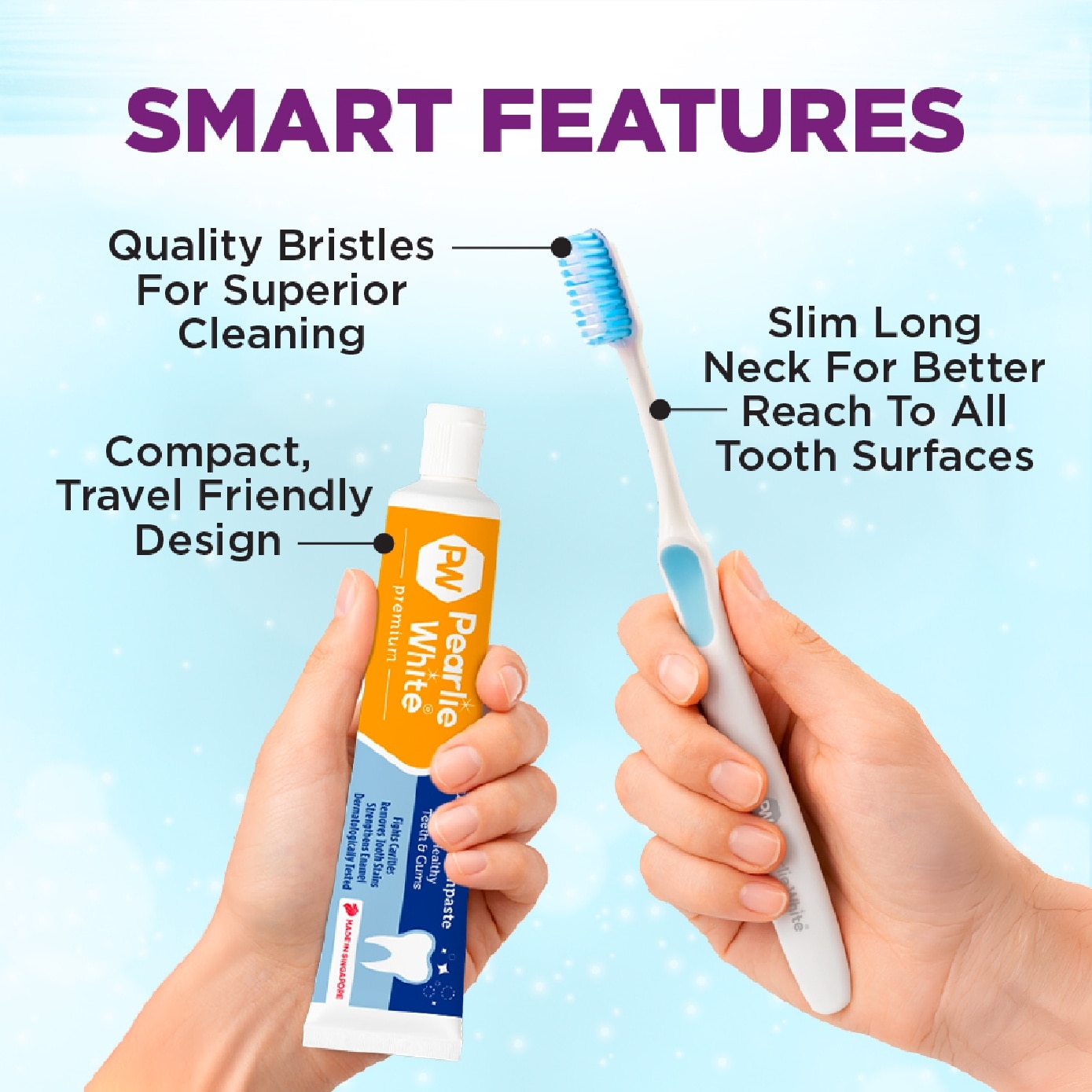 Travel Dental Kit consists of Toothbrush 1s + Premium Toothpaste 50g