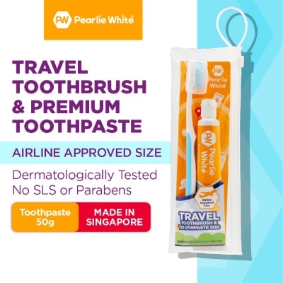 PEARLIE WHITE® - Travel Dental Kit consists of Toothbrush 1s + Premium Toothpaste 50g