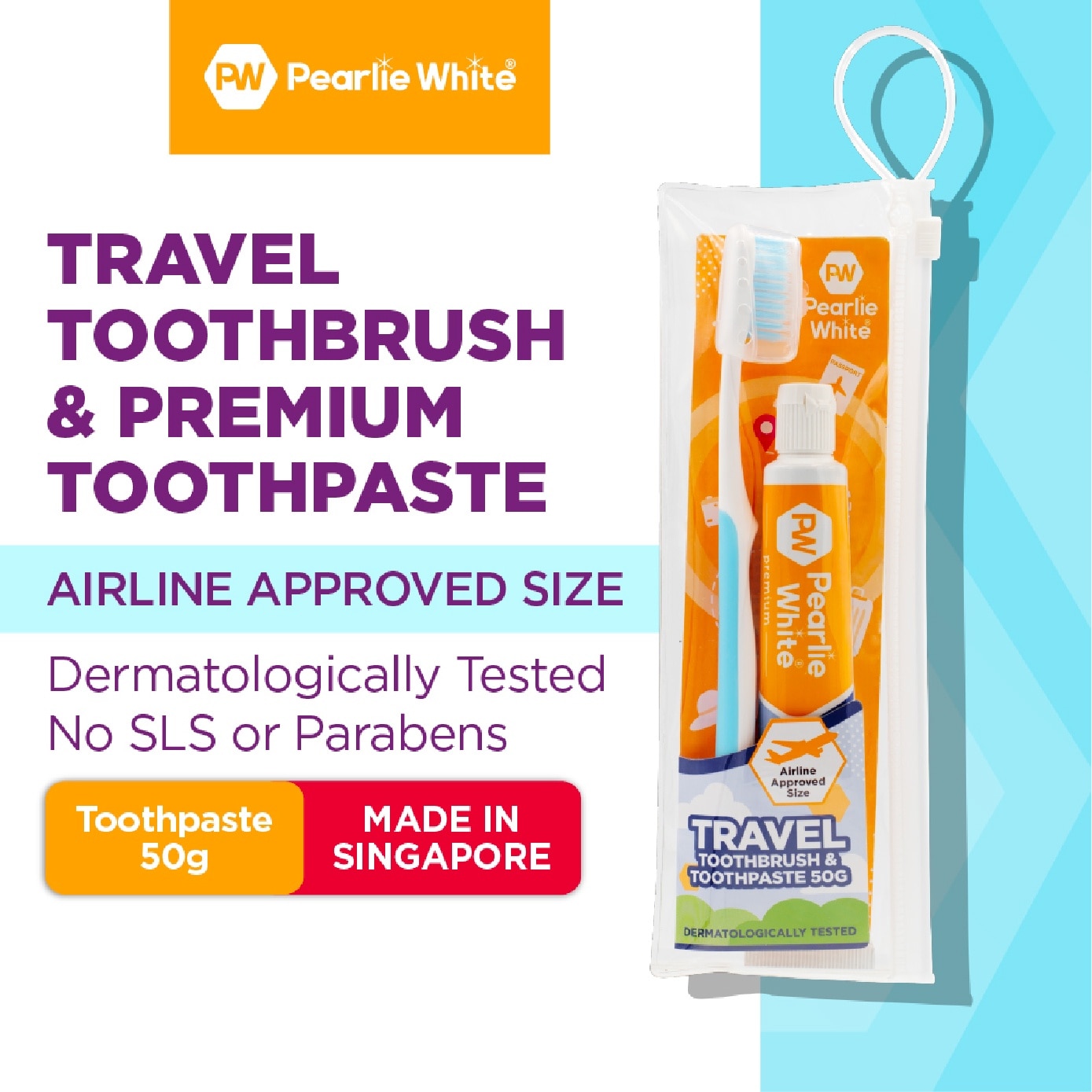 Travel Dental Kit consists of Toothbrush 1s + Premium Toothpaste 50g