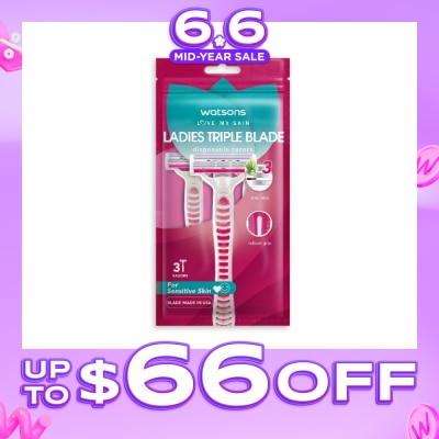 WATSONS - Ladies Triple Blade Disposable Razors (For Sensitive Skin) 3s