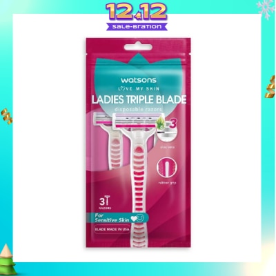 WATSONS Ladies Triple Blade Disposable Razors (For Sensitive Skin) 3s