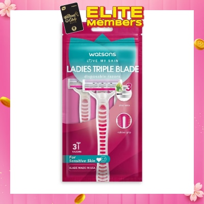WATSONS Ladies Triple Blade Disposable Razors (For Sensitive Skin) 3s