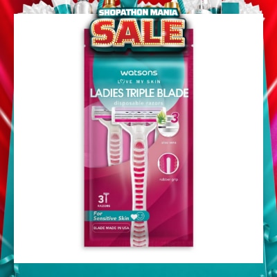 WATSONS - Ladies Triple Blade Disposable Razors (For Sensitive Skin) 3s