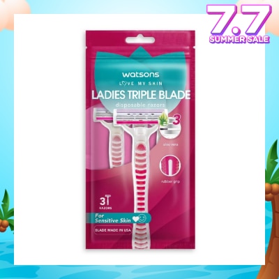 WATSONS Ladies Triple Blade Disposable Razors (For Sensitive Skin) 3s