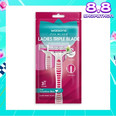 WATSONS Ladies Triple Blade Disposable Razors (For Sensitive Skin) 3s