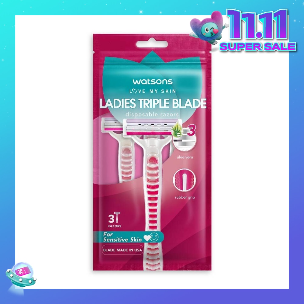 Ladies Triple Blade Disposable Razors (For Sensitive Skin) 3s
