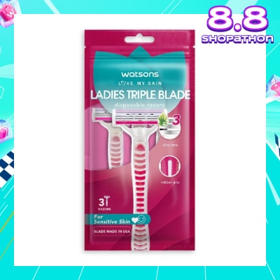 WATSONS Ladies Triple Blade Disposable Razors (For Sensitive Skin) 3s