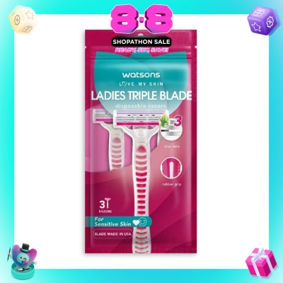 WATSONS - Ladies Triple Blade Disposable Razors (For Sensitive Skin) 3s