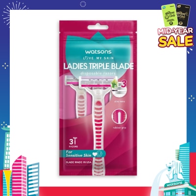 WATSONS Ladies Triple Blade Disposable Razors (For Sensitive Skin) 3s