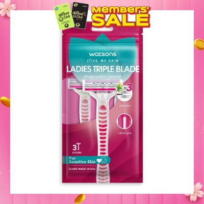 WATSONS Ladies Triple Blade Disposable Razors (For Sensitive Skin) 3s