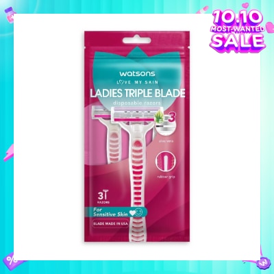 WATSONS Ladies Triple Blade Disposable Razors (For Sensitive Skin) 3s