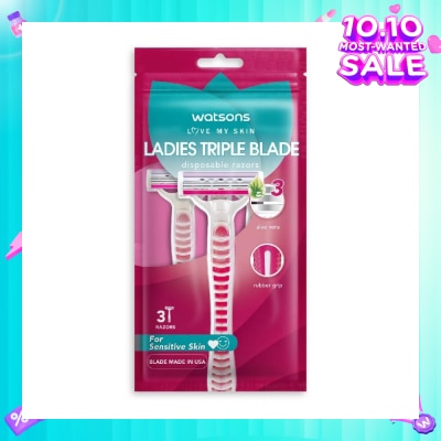 WATSONS Ladies Triple Blade Disposable Razors (For Sensitive Skin) 3s