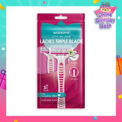 WATSONS Ladies Triple Blade Disposable Razors (For Sensitive Skin) 3s