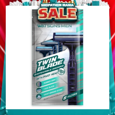 WATSONS - Men Twin Blade Disposable Razors With Pivot Head (Rubber Grip, Moisturising Strip) 6s